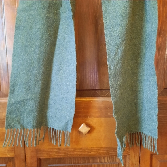Vintage Blarney Woollen Mills 100% lambswool dark green knit fringe scarf - Picture 4 of 6